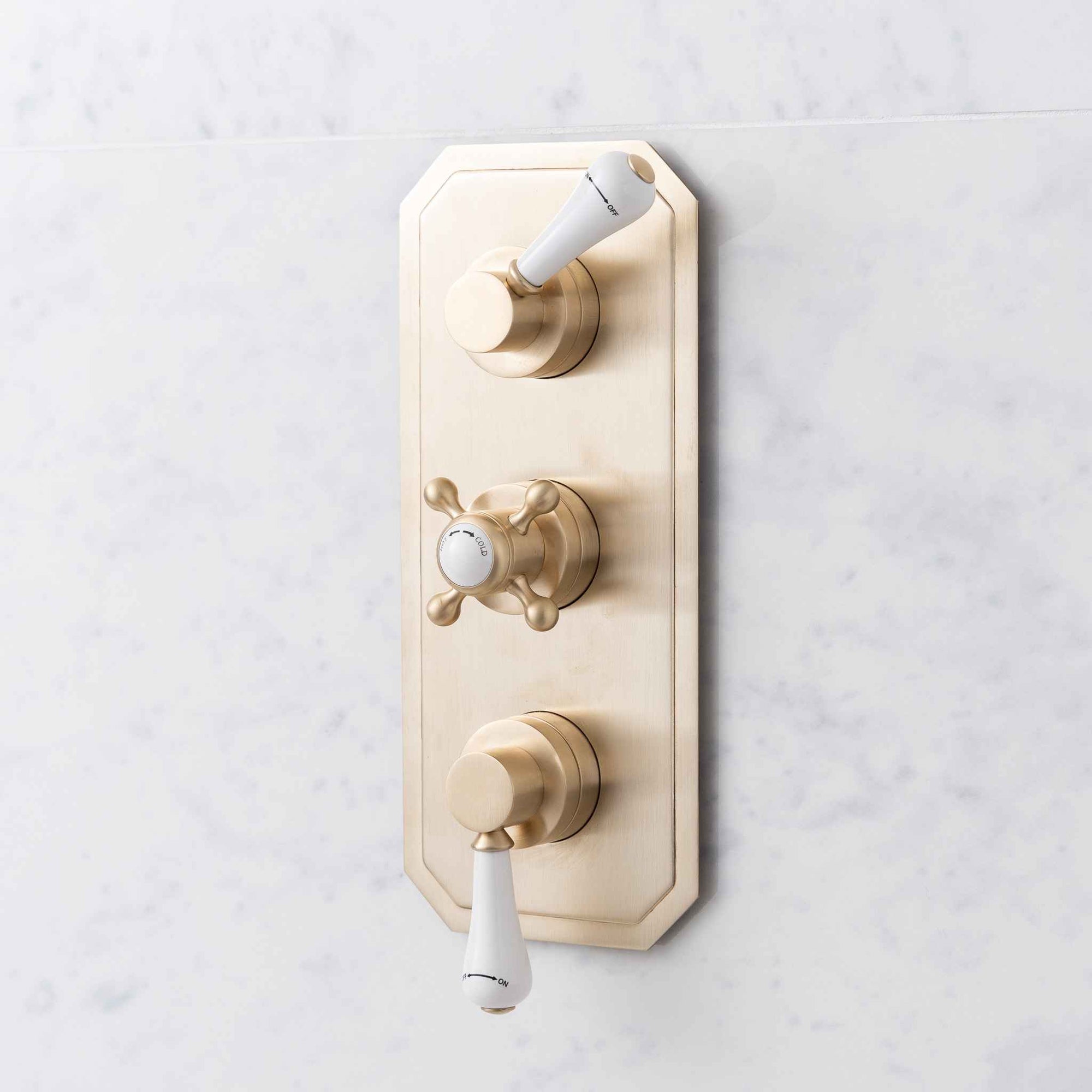 Chesterton 2 Outlet White Ceramic Lever Concealed Shower Valve - Rutland London