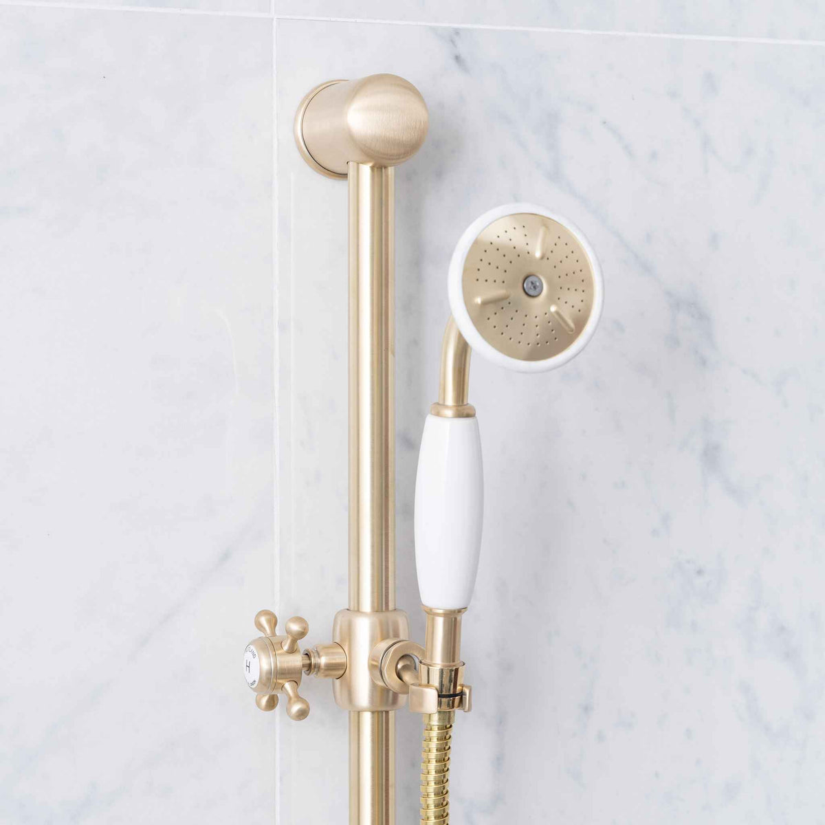 Highbury White Ceramic Lever &amp; Cleaver Concealed Shower Set - Rutland London