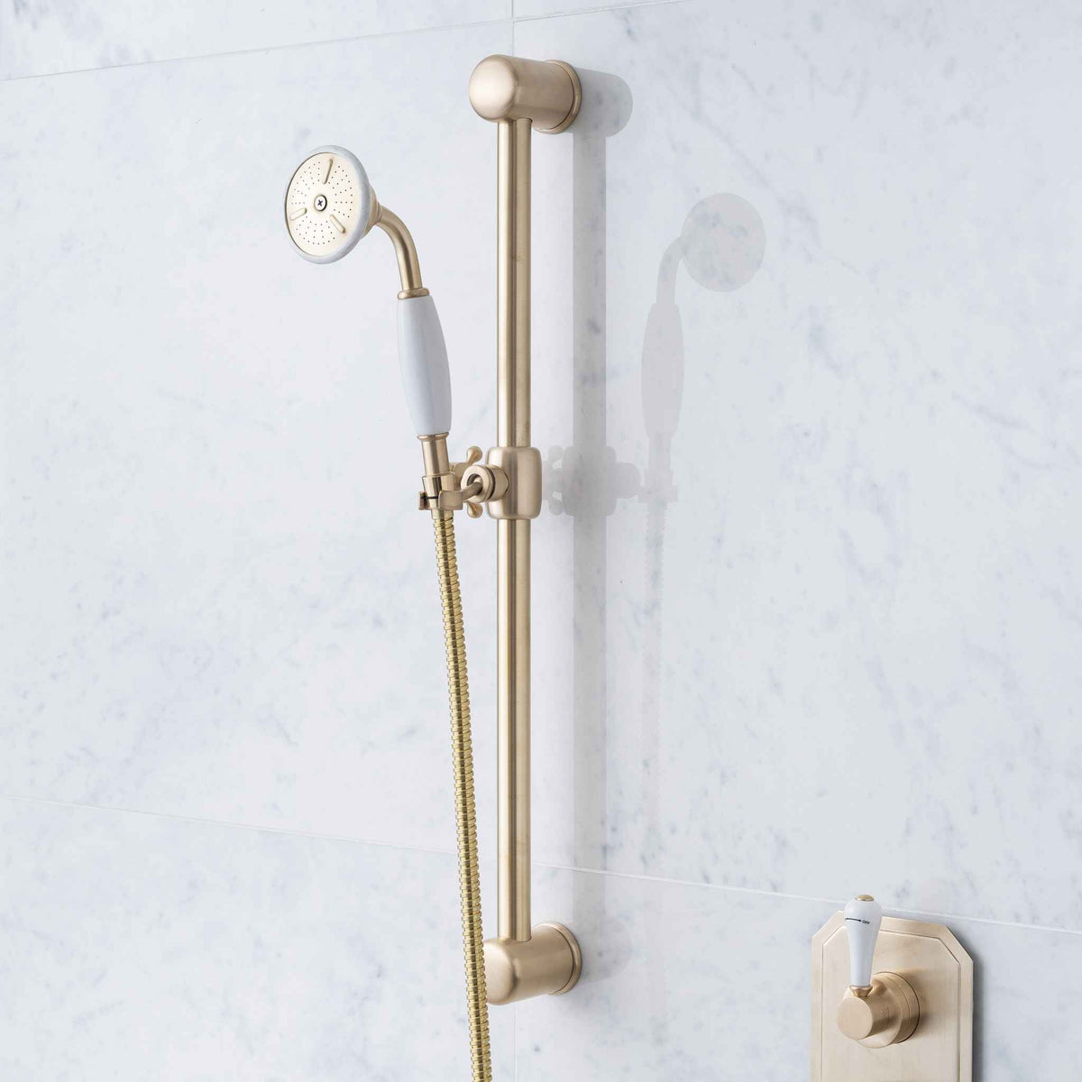 Euston White Ceramic Lever &amp; Cleaver Concealed Shower Set - Rutland London