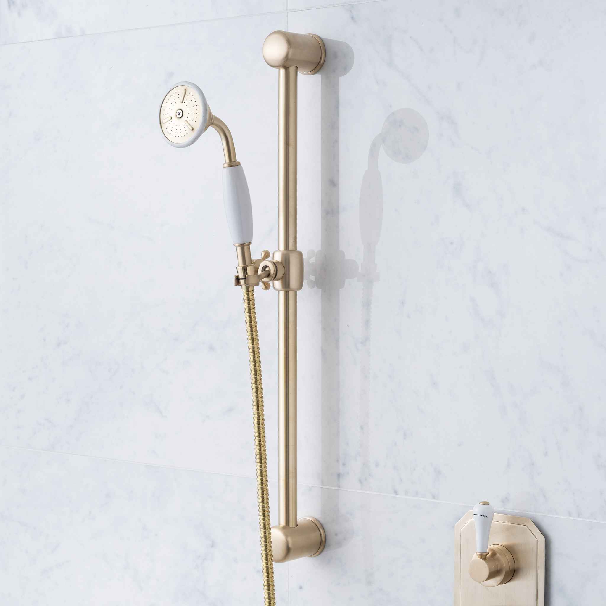 Euston White Ceramic Lever & Cleaver Concealed Shower Set - Rutland London