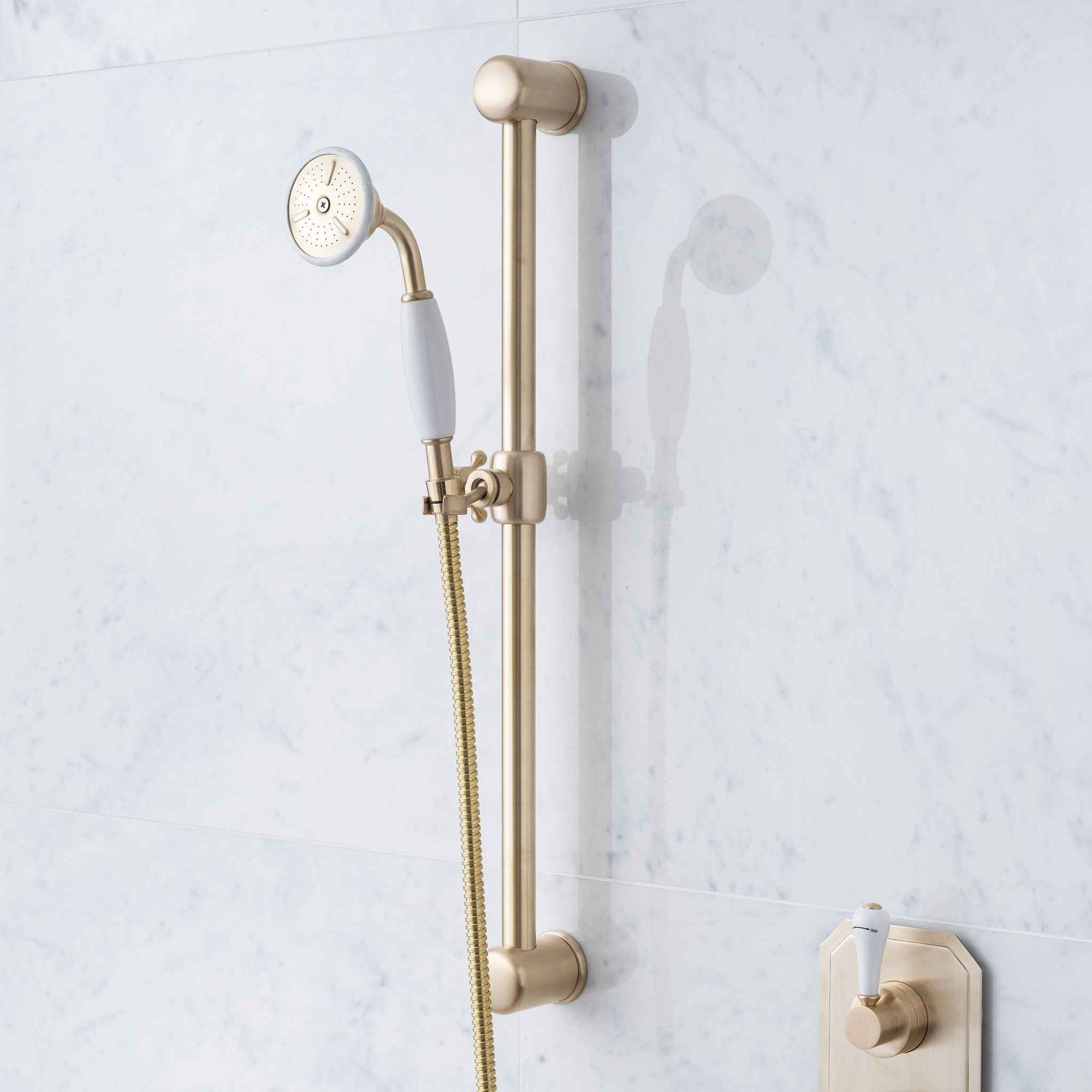 Highbury White Ceramic Lever & Cleaver Concealed Shower Set - Rutland London