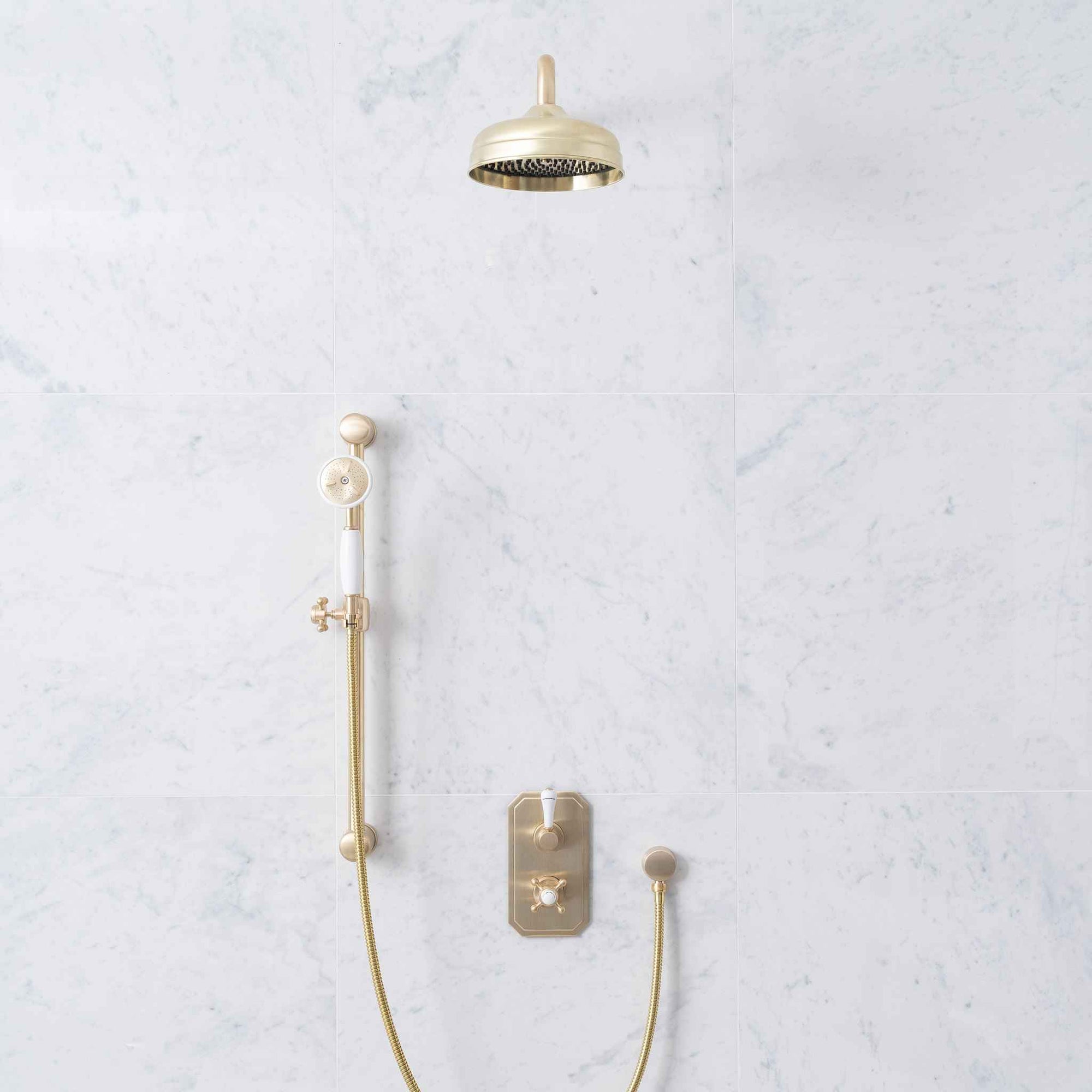 Rochester White Ceramic Lever & Cleaver Concealed Shower Set - Rutland London