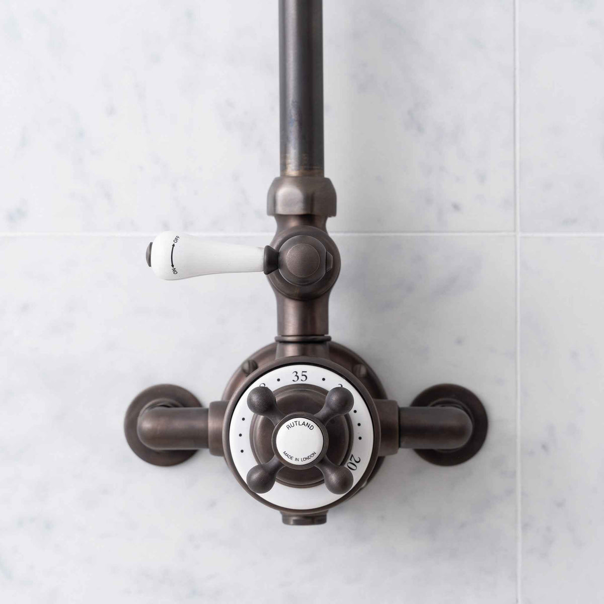 Winchester 1 Outlet White Ceramic Lever Exposed Shower Valve - Rutland London