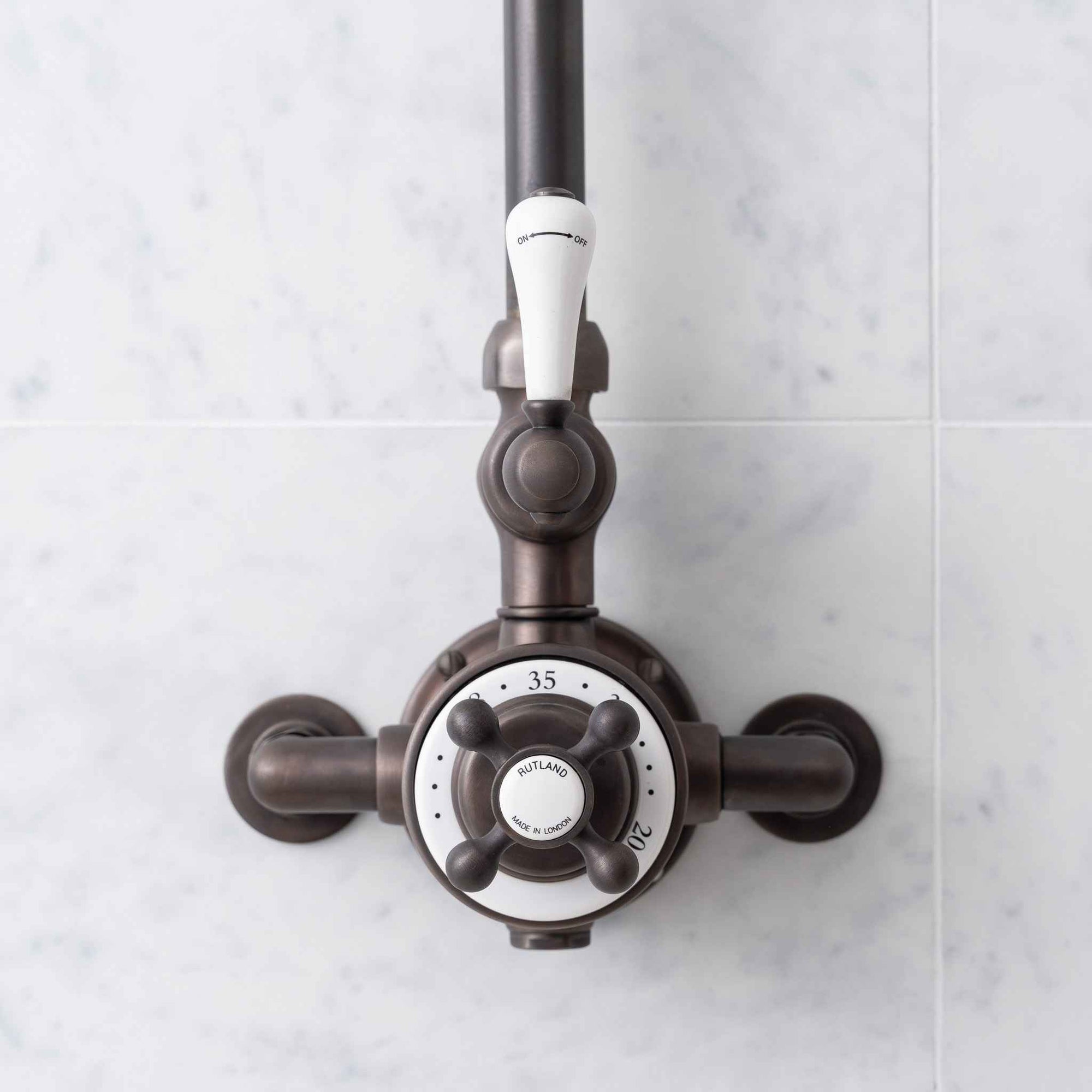 Winchester 1 Outlet White Ceramic Lever Exposed Shower Valve - Rutland London