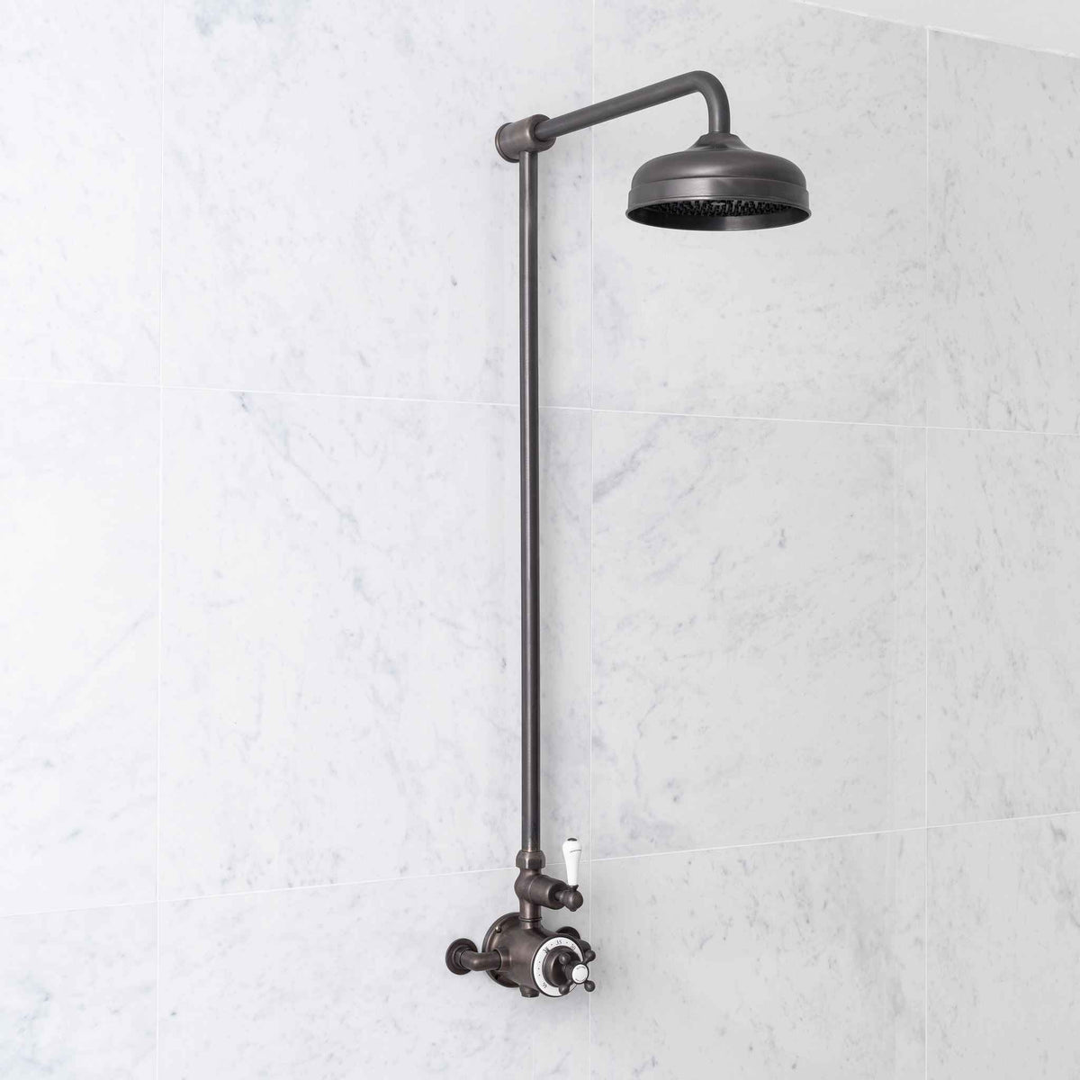 Ashcombe White Ceramic Lever Exposed Shower Set - Rutland London