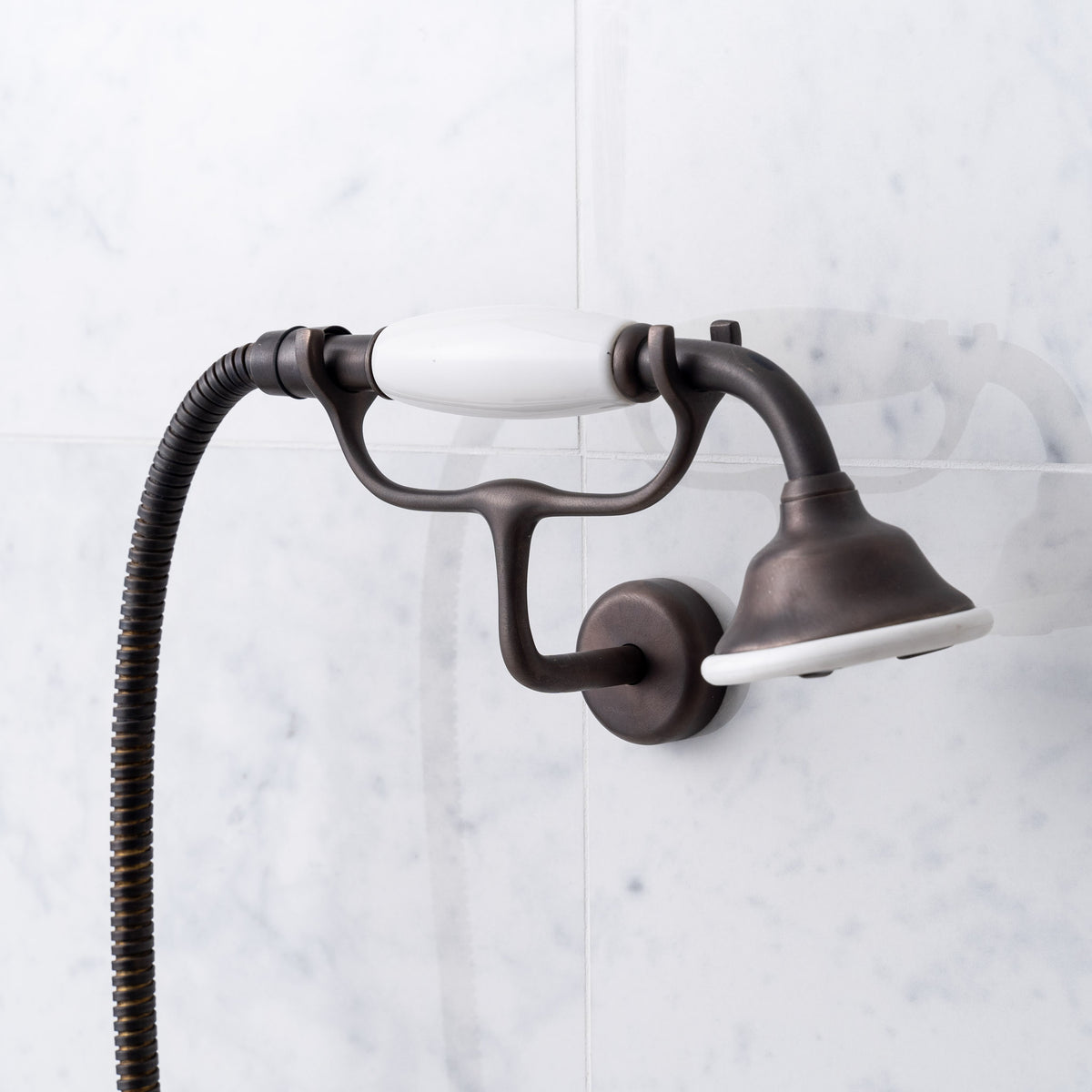 Overton White Ceramic Lever &amp; Cleaver Exposed Shower Set - Rutland London