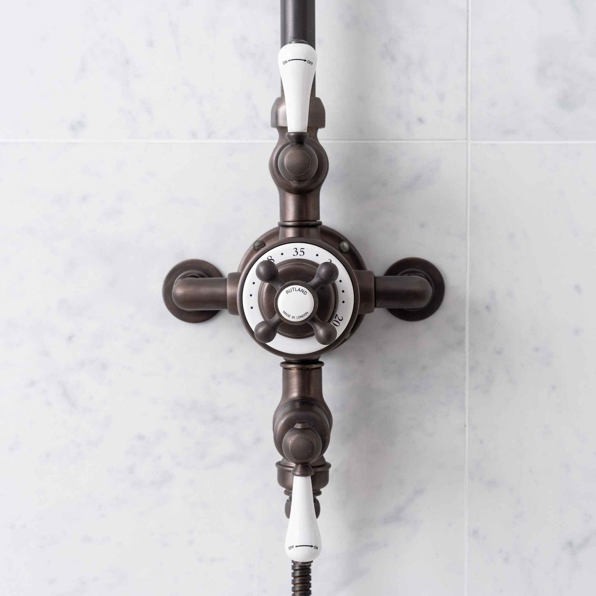 Hamilton 2 Outlet White Ceramic Lever Exposed Shower Valve - Rutland London