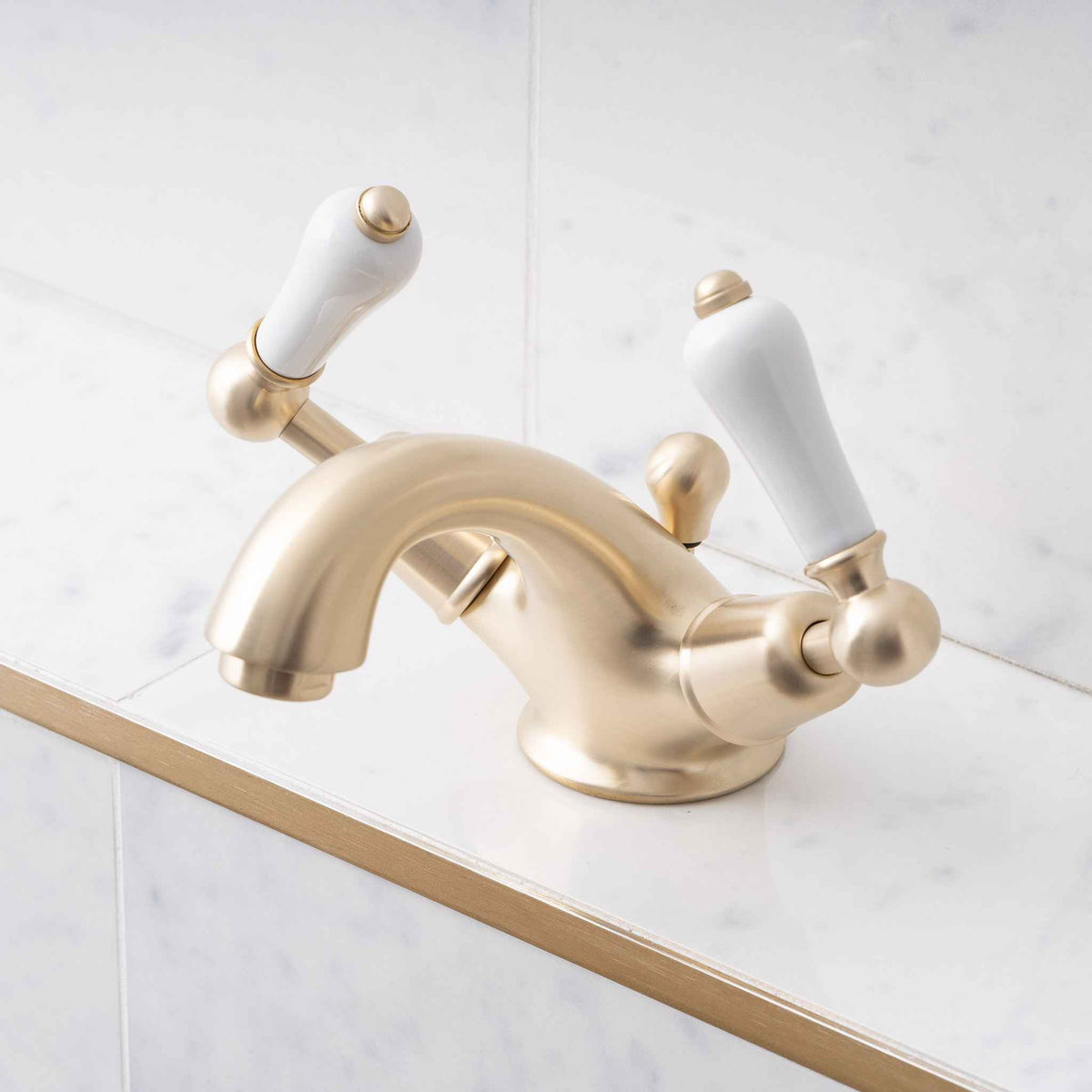 Torrington White Ceramic Lever Basin Mono Mixer - Rutland London