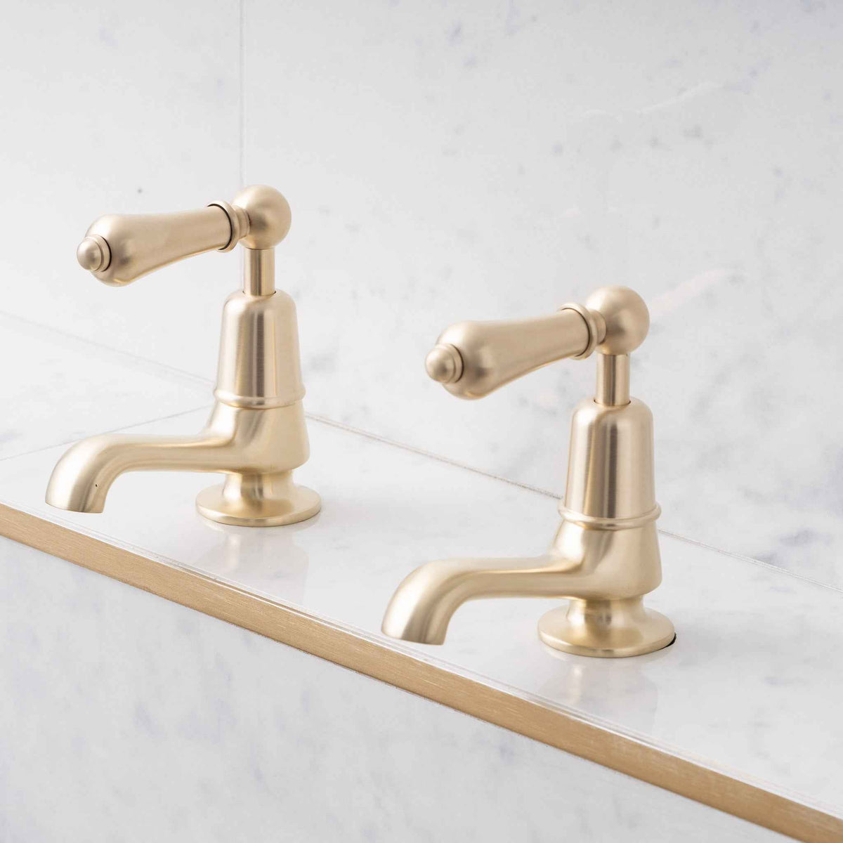 Brunswick Metal Lever Basin Pillar Taps - Rutland London