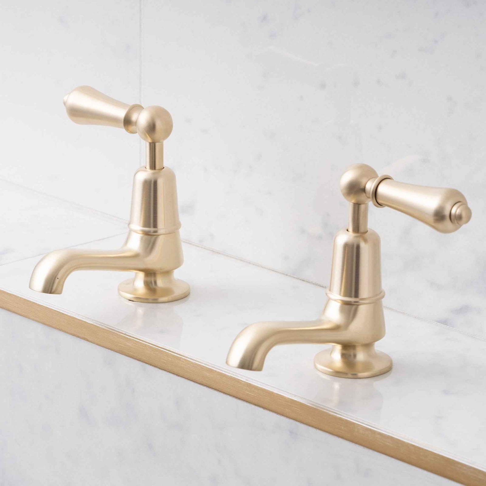 Brunswick Metal Lever Basin Pillar Taps - Rutland London