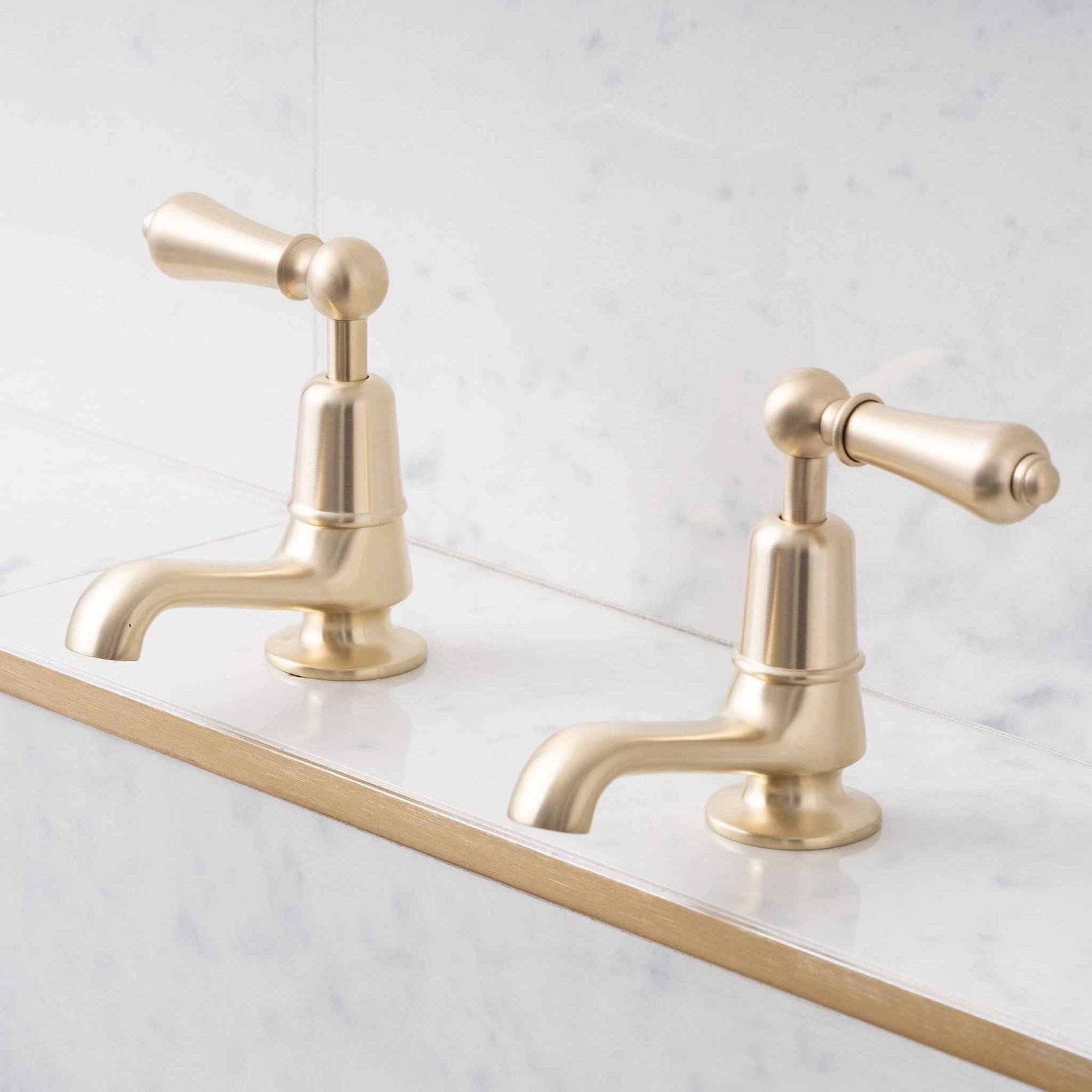 Brunswick Metal Lever Basin Pillar Taps - Rutland London