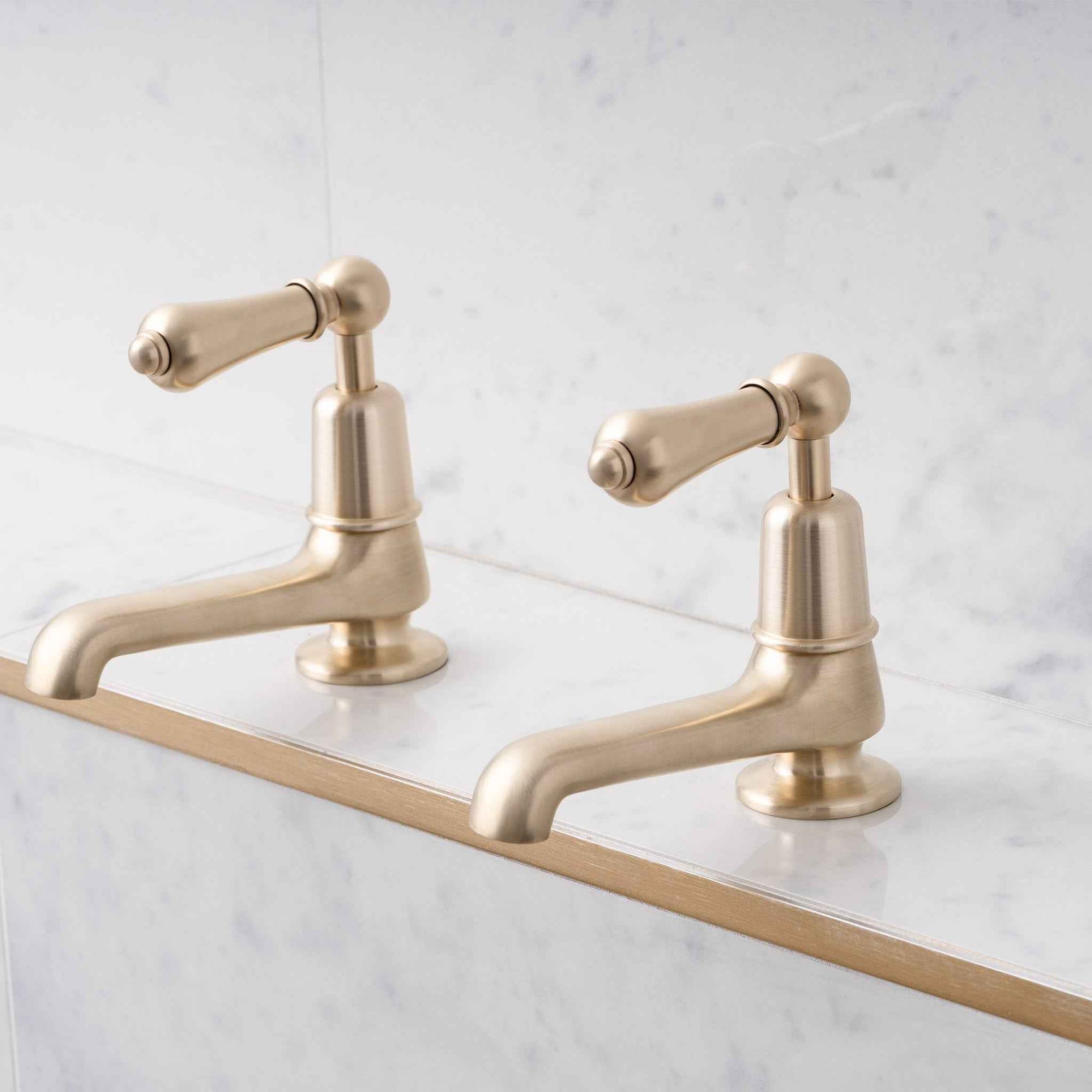 Tavistock Long Nose Metal Lever Basin Pillar Taps - Rutland London