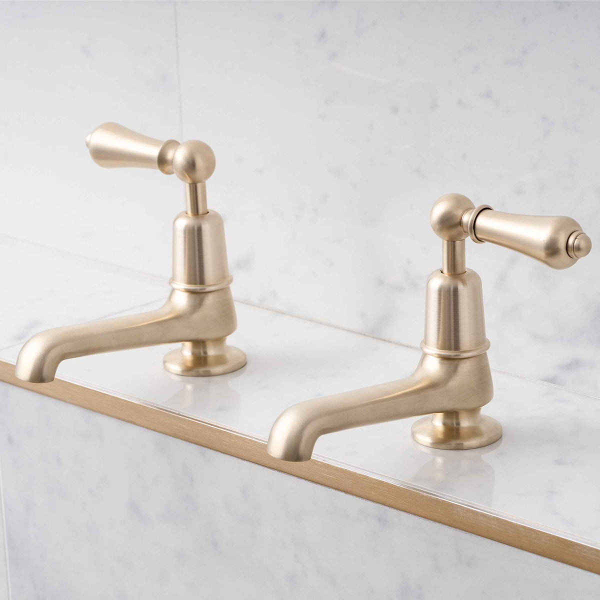 Tavistock Long Nose Metal Lever Basin Pillar Taps - Rutland London