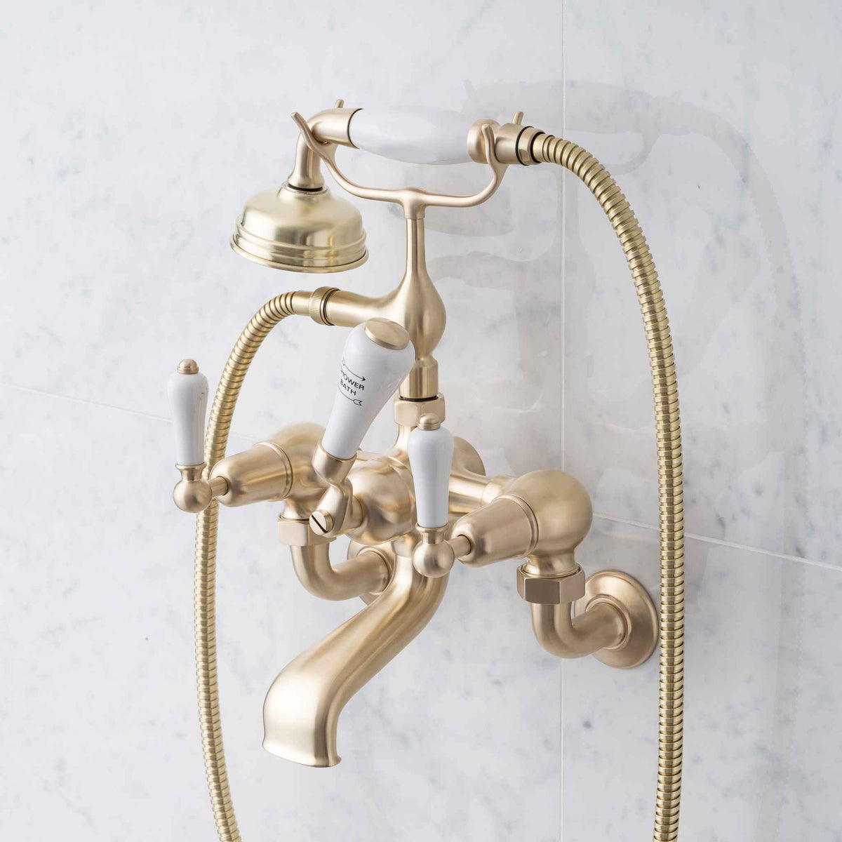 Kemble White Ceramic Lever Bath &amp; Shower Mixer - Rutland London