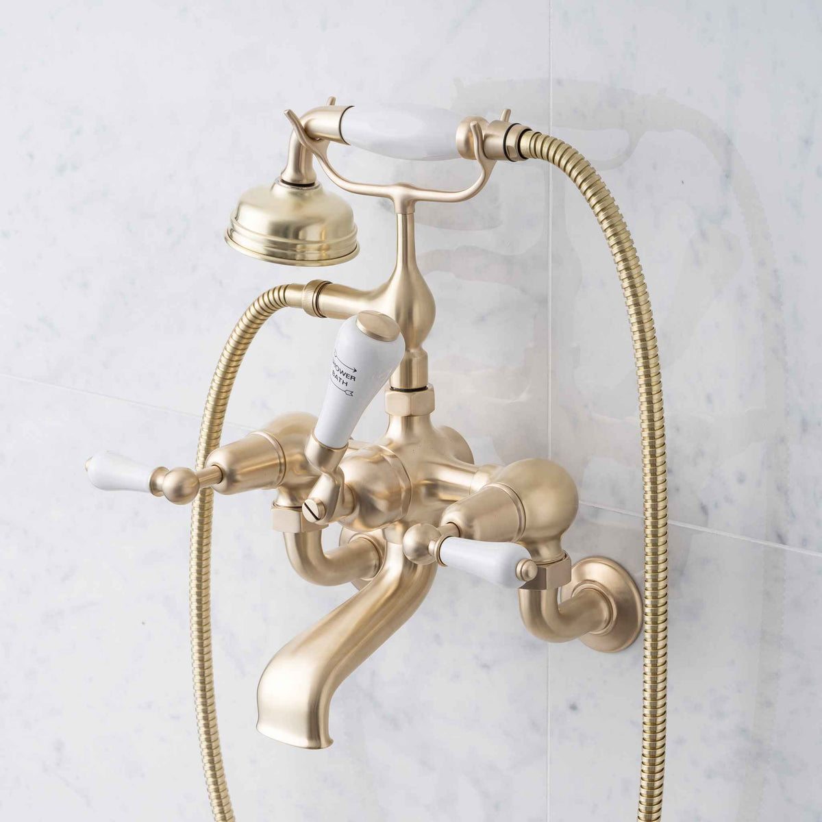 Kemble White Ceramic Lever Bath &amp; Shower Mixer - Rutland London