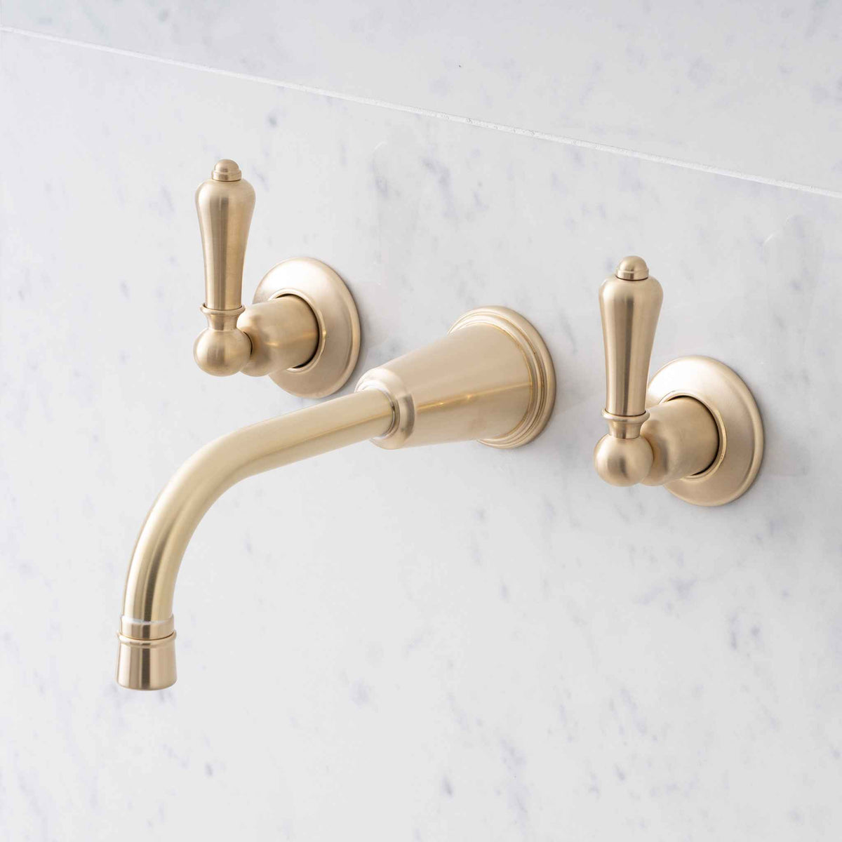 Uppingham Metal Lever Wall Mounted Three Hole Mixer - Rutland London