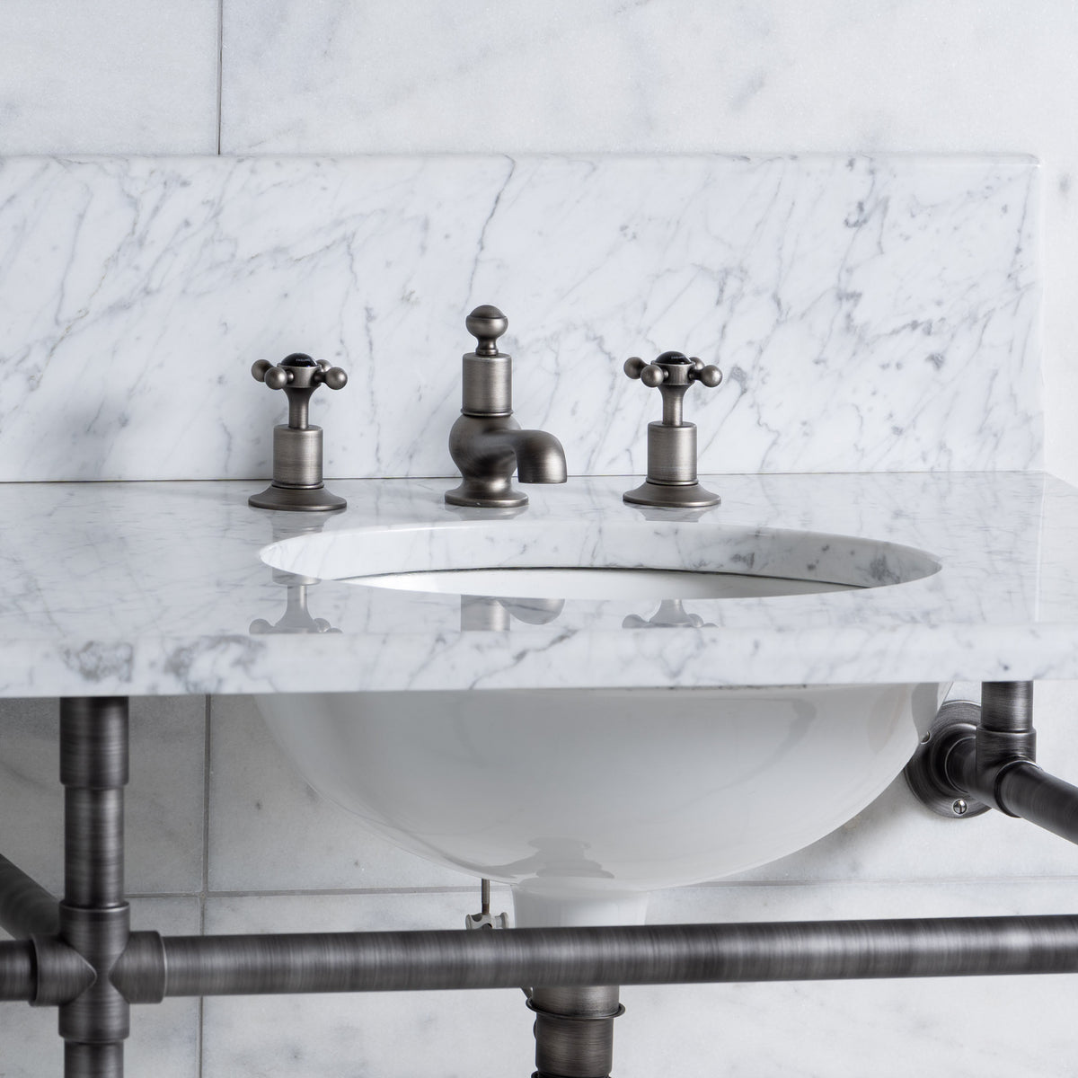 Thornhill Double Vanity Suite (Inc. Marble Top, Upstand & Basins) - Rutland London