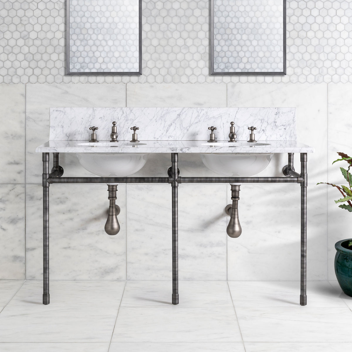 Thornhill Double Vanity Suite (Inc. Marble Top, Upstand & Basins) - Rutland London