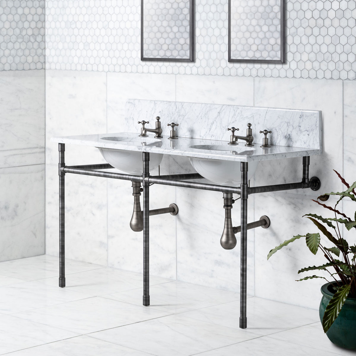 Thornhill Double Vanity Suite (Inc. Marble Top, Upstand & Basins) - Rutland London