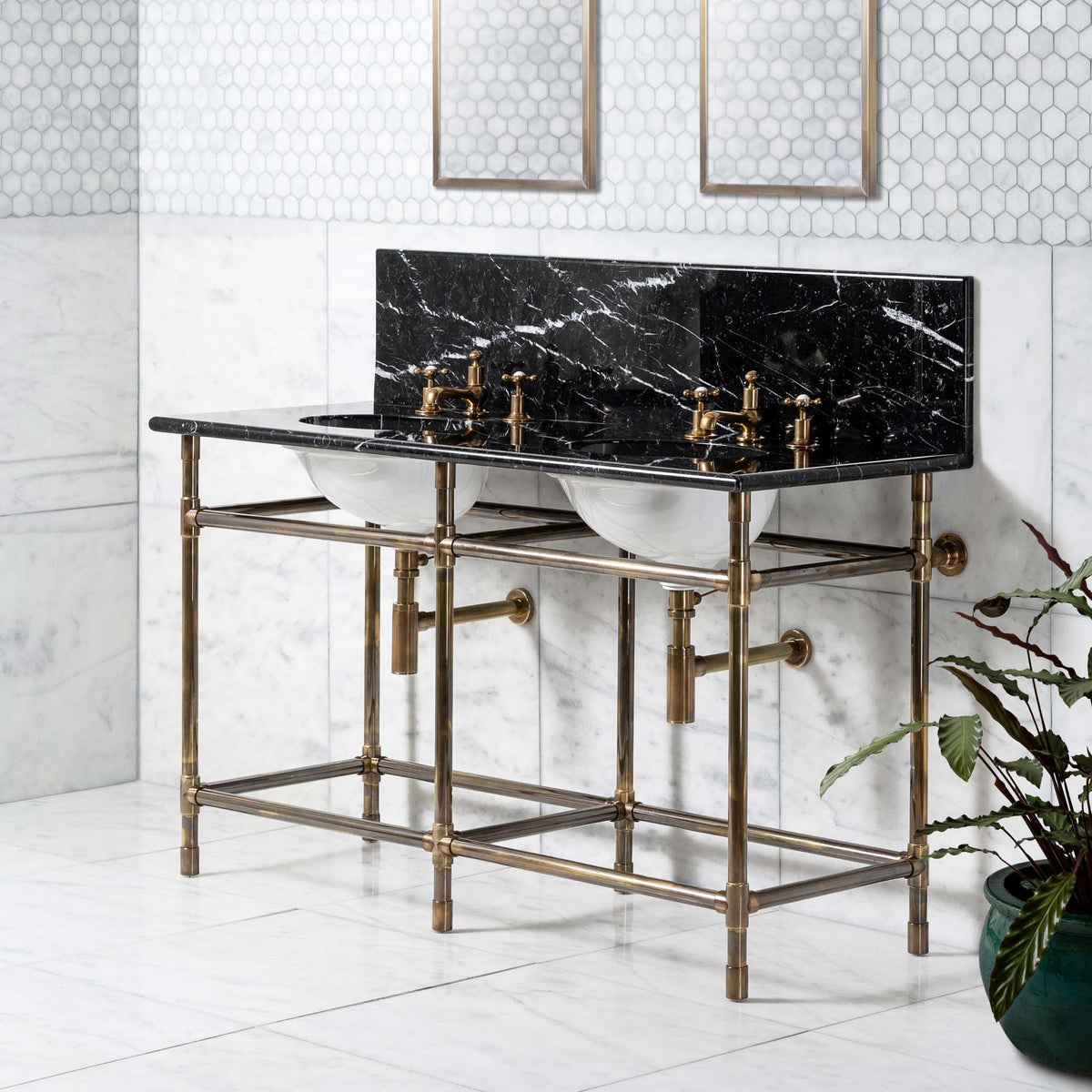Camden Double Vanity Suite (Inc. Marble Top, Upstand & Basins) - Rutland London
