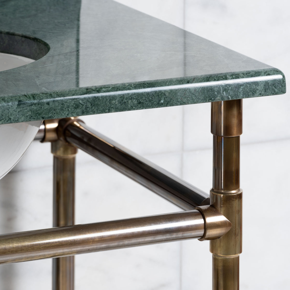 Trinity Double Vanity Suite (Inc. Marble Top, Upstand, Brass Rack & Basins) - Rutland London
