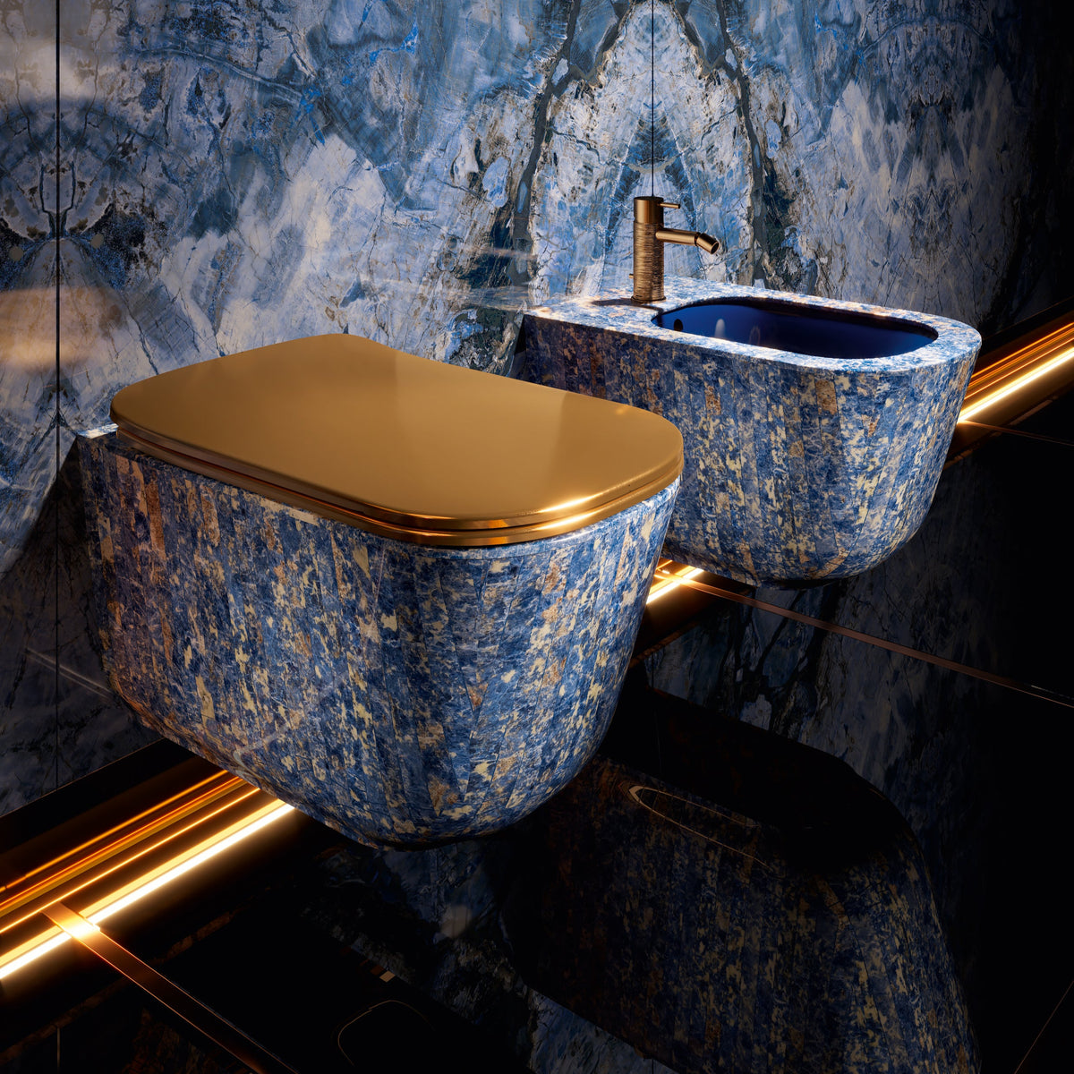 Sodalite Bespoke Handmade Marble Bathroom Suite (Inc. WC Pan, Bidet &amp; Basin) - Rutland London