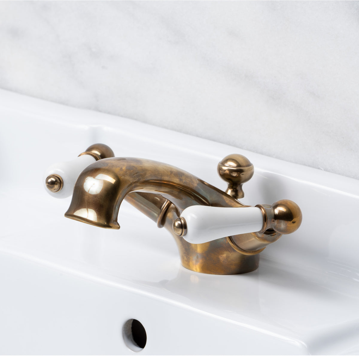 Cavalry White Ceramic Lever Basin Mono Mixer - Rutland London