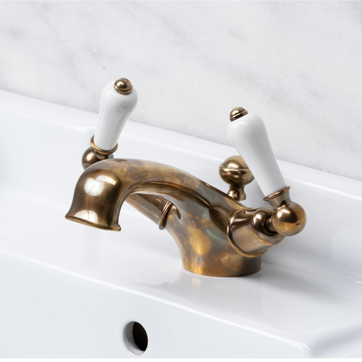 Cavalry White Ceramic Lever Basin Mono Mixer - Rutland London