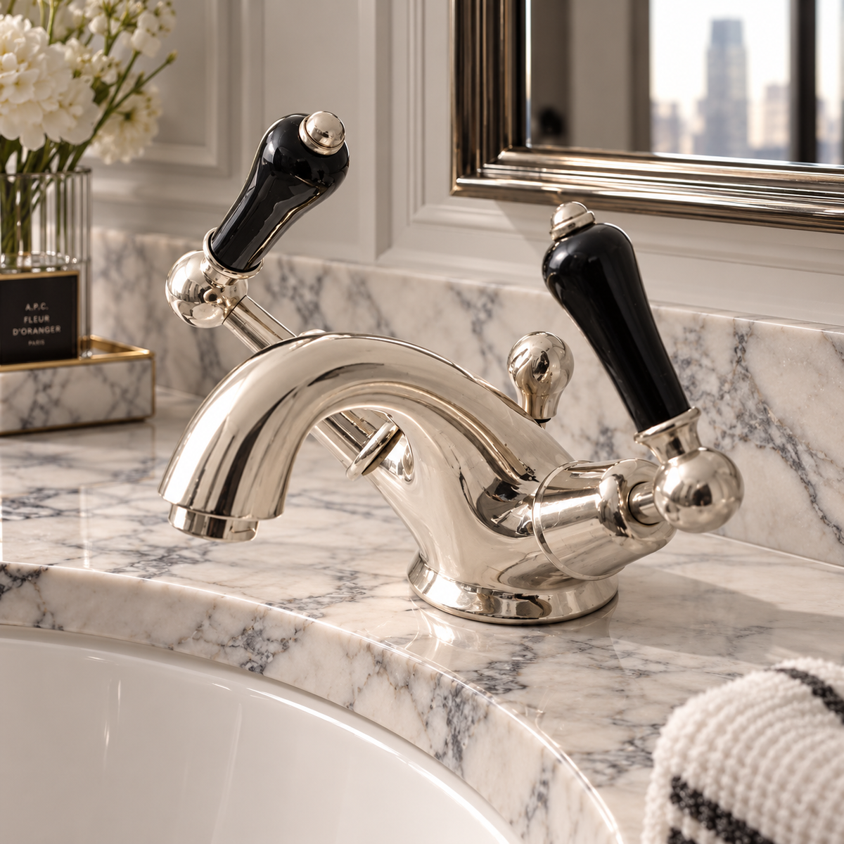 Torrington Black Ceramic Lever Basin Mono Mixer - Rutland London