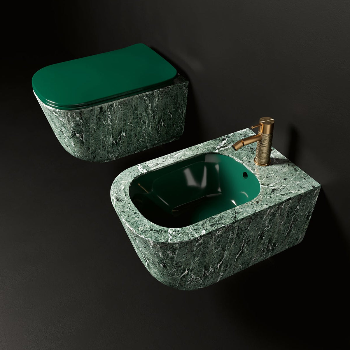 Verde Alpi Bespoke Handmade Marble Bathroom Suite (Inc. WC Pan, Bidet &amp; Basin) - Rutland London