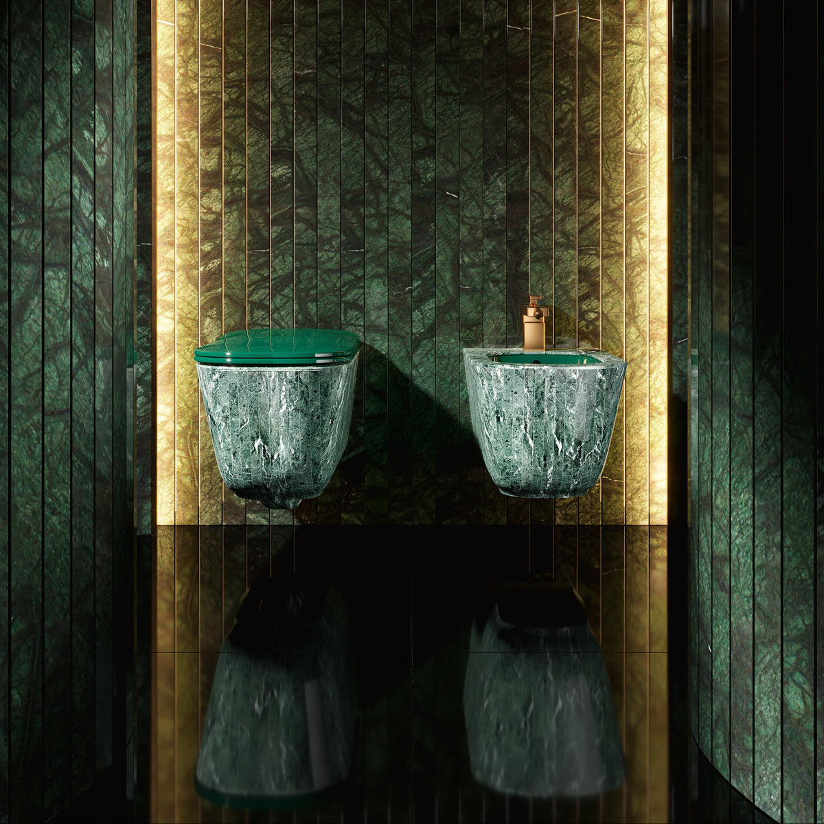 Verde Alpi Bespoke Handmade Marble Bathroom Suite (Inc. WC Pan, Bidet &amp; Basin) - Rutland London