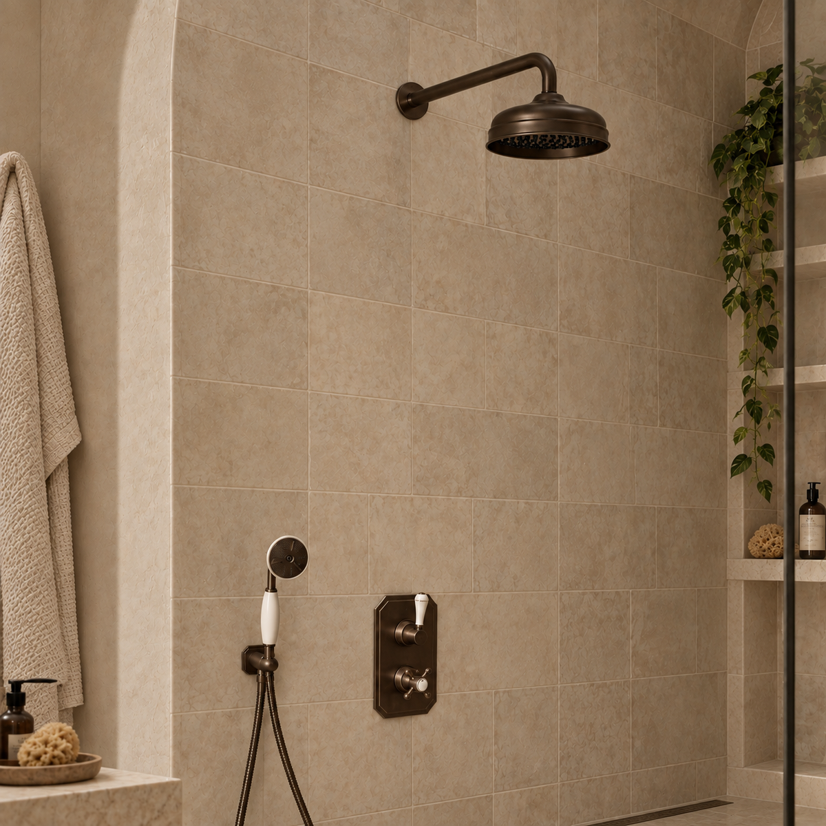 Wellington White Ceramic Lever & Cleaver Concealed Shower Set - Rutland London
