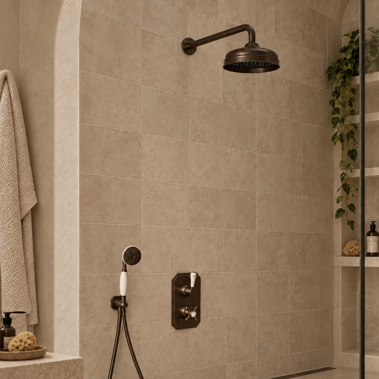 Wellington White Ceramic Lever & Cleaver Concealed Shower Set - Rutland London
