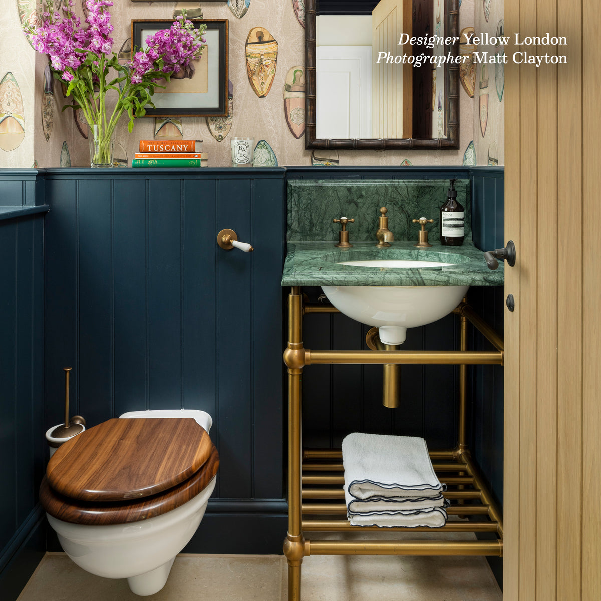 Westminster Single Vanity Suite (Inc. Marble Top, Upstand, Brass Rack & Basin) - Rutland London